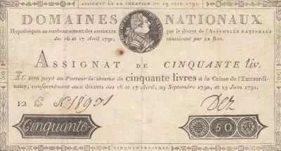 Francia 50 Livres -  Louis XVI - Dez Signature  - 19-06-1791 - Serial 12