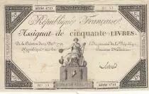 Francia 50 Livres - 14 December 1792 - French Republic - Sign. Latour - Serial 4781