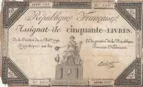 Francia 50 Livres - Fake note - France seated - 14-12-1792 - Sign. Amicot - Serial 261