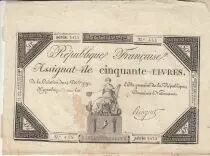 Francia 50 Livres - France seated - 14-12-1792 - Sign. Ringuet - Serial 3432