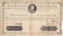 Francia 50 Livres - Louis XVI - Jame Signature - 29-09-1790 - Serial 13849
