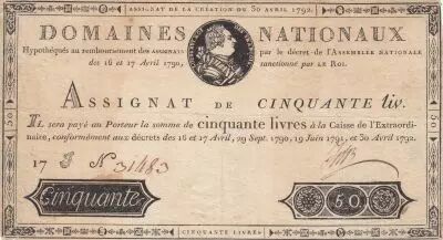 Francia 50 Livres - Louis XVI - Jerry Signature - 30-04-1792 - S�rie 17