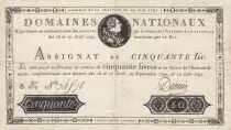 Francia 50 Livres Bust of Louis XVI - 19-06-1791 Serial 8K - Sign. Dionis - VF