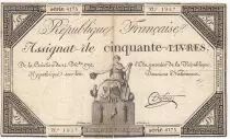 Francia 50 Livres France seated - 14-12-1792 - Sign. Dufour - VF
