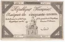 Francia 50 Livres France seated - 14-12-1792 - Sign. Latour - VF