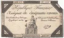 Francia 50 Livres France seated - 14-12-1792 - Sign. Leclerc - VG to  F