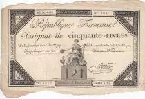 Francia 50 Livres France seated - 14-12-1792 - Sign. Pradier - VF