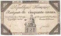 Francia 50 Livres France seated - 14-12-1792 - Sign. Sauvage - VG to F