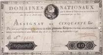 Francia 50 Livres Louis XVI - 29-09-1790- Serial B 29436