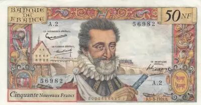 Francia 50 NF - Henri IV - 05-03-1959 - Serial A.2