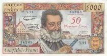 Francia 50 NF on 5000 Francs - Henri IV - 30-10-1958 - Serial Y.91