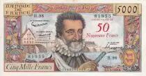 Francia 50 NF sur 5000 Francs - Henri IV - 1959 - Serial H.98 - VF - p.139b
