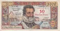 Francia 50 NF sur 5000 Francs - Henri IV - 30-10-1958 - Serial A.96 - P.139