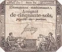 Francia 50 Sols - Liberty and Justice (04-01-1792) - French Revolution - F - Sign. Saussay
