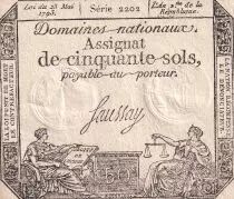 Francia 50 Sols - Liberty and Justice (23-05-1793) - AU - Sign. Saussay