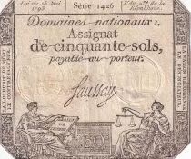 Francia 50 Sols - Liberty and Justice (23-05-1793) - VF - Sign. Saussay - Serial 1426 - L.167.1