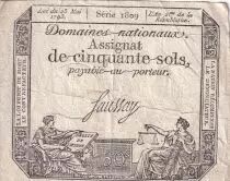Francia 50 Sols - Liberty and Justice (23-05-1793) - VF - Sign. Saussay - Serial 1809 - L.167.1
