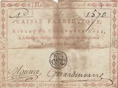 Francia 50 Sols - Marne - Patriotic fund of Reims - 02-07-1791
