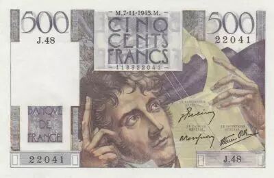 Francia 500 Francs - Chateaubriand - 07-11-1945 - Serial J.48