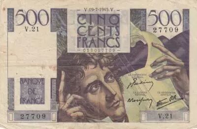 Francia 500 Francs - Chateaubriand - 19-07-1945 - Serial V.21
