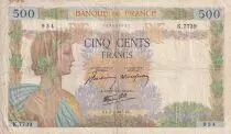 Francia 500 Francs - La Paix - 07-01-1943 - Serial K.7739 - P.95