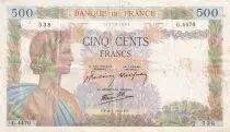Francia 500 Francs - La Paix - 08-01-1942 - Serial G.4470 - P.95