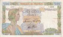 Francia 500 Francs - La Paix - 16-07-1942 - Serial V.6243 - P.95