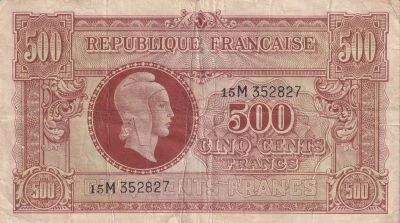 Francia 500 Francs - Marian - 1945 - Letter 15M