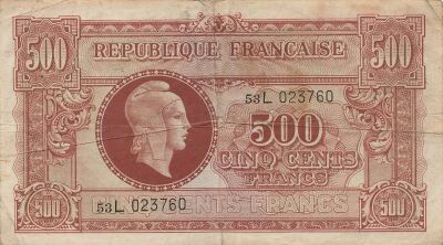 Francia 500 Francs - Marianne - 1945 - Letter L