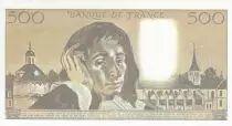 Francia 500 Francs - Pascal - 01-02-1990 - Error note - serial E.304