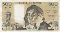 Francia 500 francs - Pascal - 03-11-1977 - Serial K.80