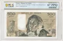 Francia 500 Francs - Pascal - 05-11-1987 - Serial Q.268 - PCGS 67 PPQ