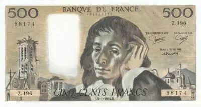 Francia 500 Francs - Pascal - St Jacques Tower - 05-01-1984 - Serial Z.196