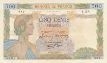 Francia 500 Francs - Pax with wreath - 06-12-1941 - Serial E.2291