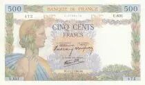Francia 500 Francs - Pax with wreath - 11-07-1940 - Serial U.631