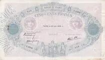 Francia 500 Francs - Pink and  blue - 26-06-1939 - Serial G.3458 - P.66