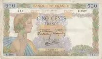 Francia 500 francs - The peace - 09-01-1941 - Serial K.1887