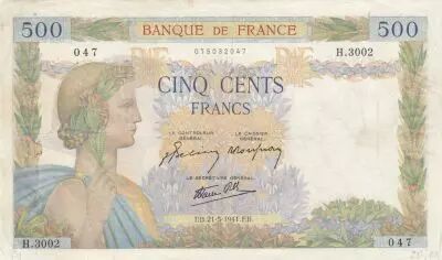 Francia 500 Francs - The peace - 21-05-1941 - Serial H.3002
