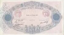 Francia 500 Francs Blue and Pink - 04-02-1927 - Serial T.974