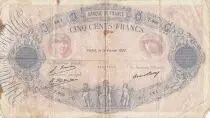 Francia 500 Francs Blue and Pink - 18-02-1927 - Serial T.986