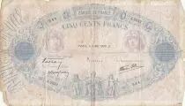 Francia 500 Francs Blue and Pink modified - 05-05-1938 - Serial J.2852