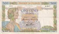 Francia 500 Francs La Paix - 01-10-1942 - Serial M.6857