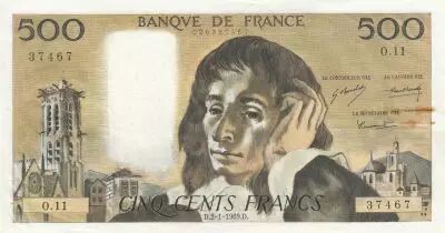 Francia 500 Francs Pascal - 02-01-1969 - O.11