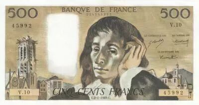 Francia 500 Francs Pascal - 02-01-1969 - V.10