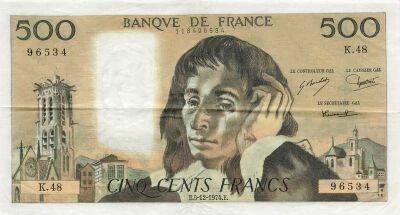 Francia 500 Francs Pascal - 05-12-1974 - S�rie K.48
