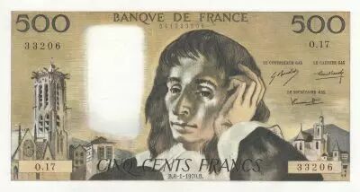 Francia 500 Francs Pascal - 08-01-1970 - O.17