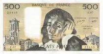 Francia 500 Francs Pascal - St Jacques Tower - 03-02-1977 - Serial F.67 - VF+