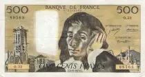 Francia 500 Francs Pascal - St Jacques Tower - 04-10-1973 - Serial O.32 - F to VF