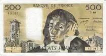 Francia 500 Francs Pascal - St Jacques Tower - 05-09-1974 - Serial Q.45 - VF+