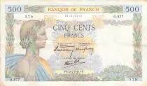 Francia 500 Francs Pax with wreath - 25-07-1940 Serial O.877 - VF